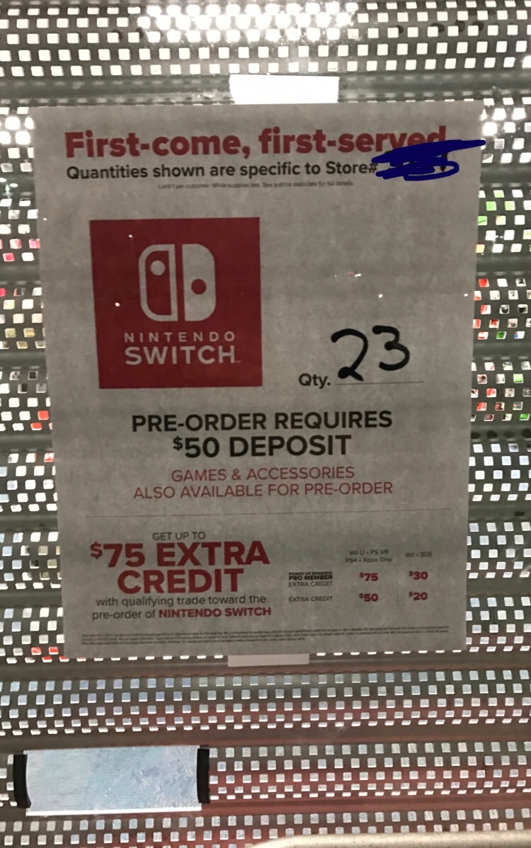 gamestop nintendo switch preorder poster
