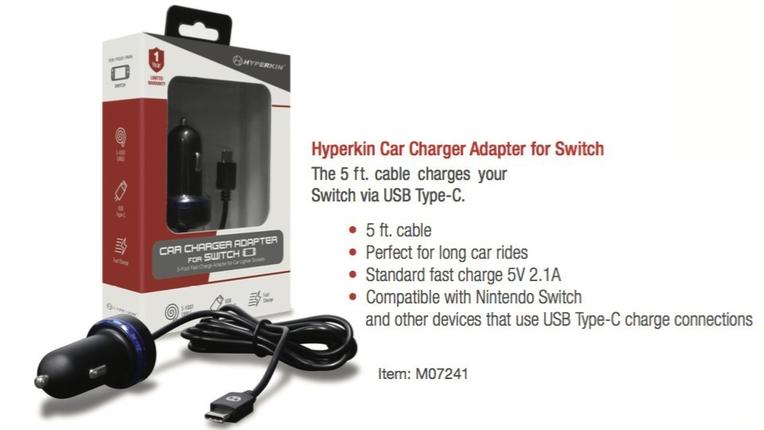 hyperkin car charger adapter for nintendo switch