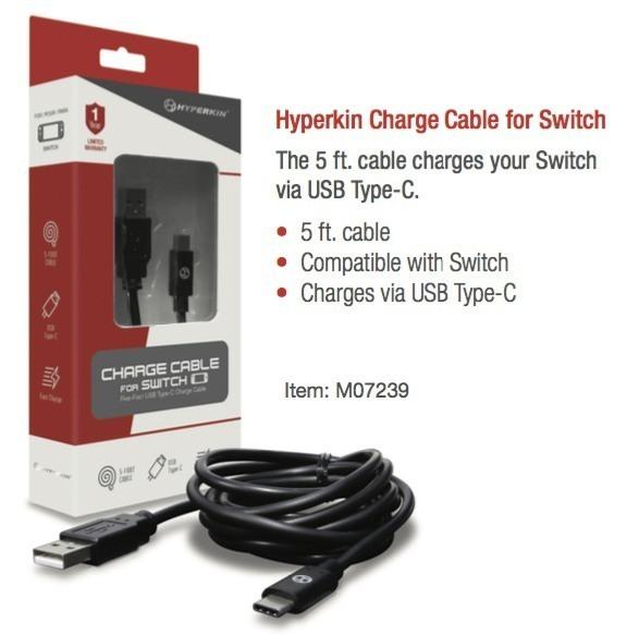 hyperkin charge cable for nintendo switch