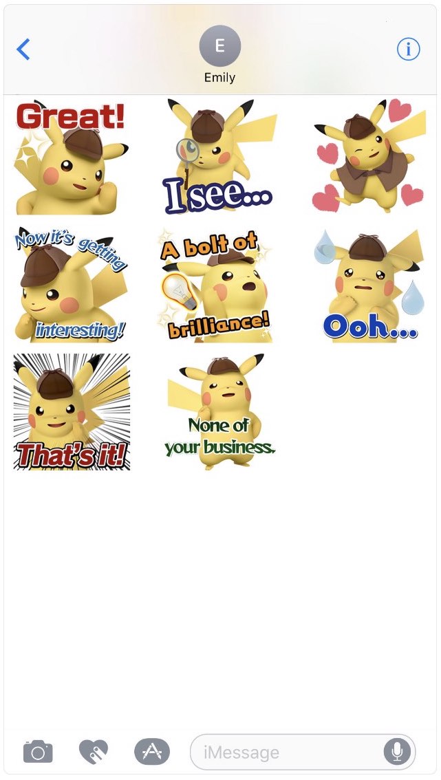 iMessage Detective Pikachu Sticker Pack