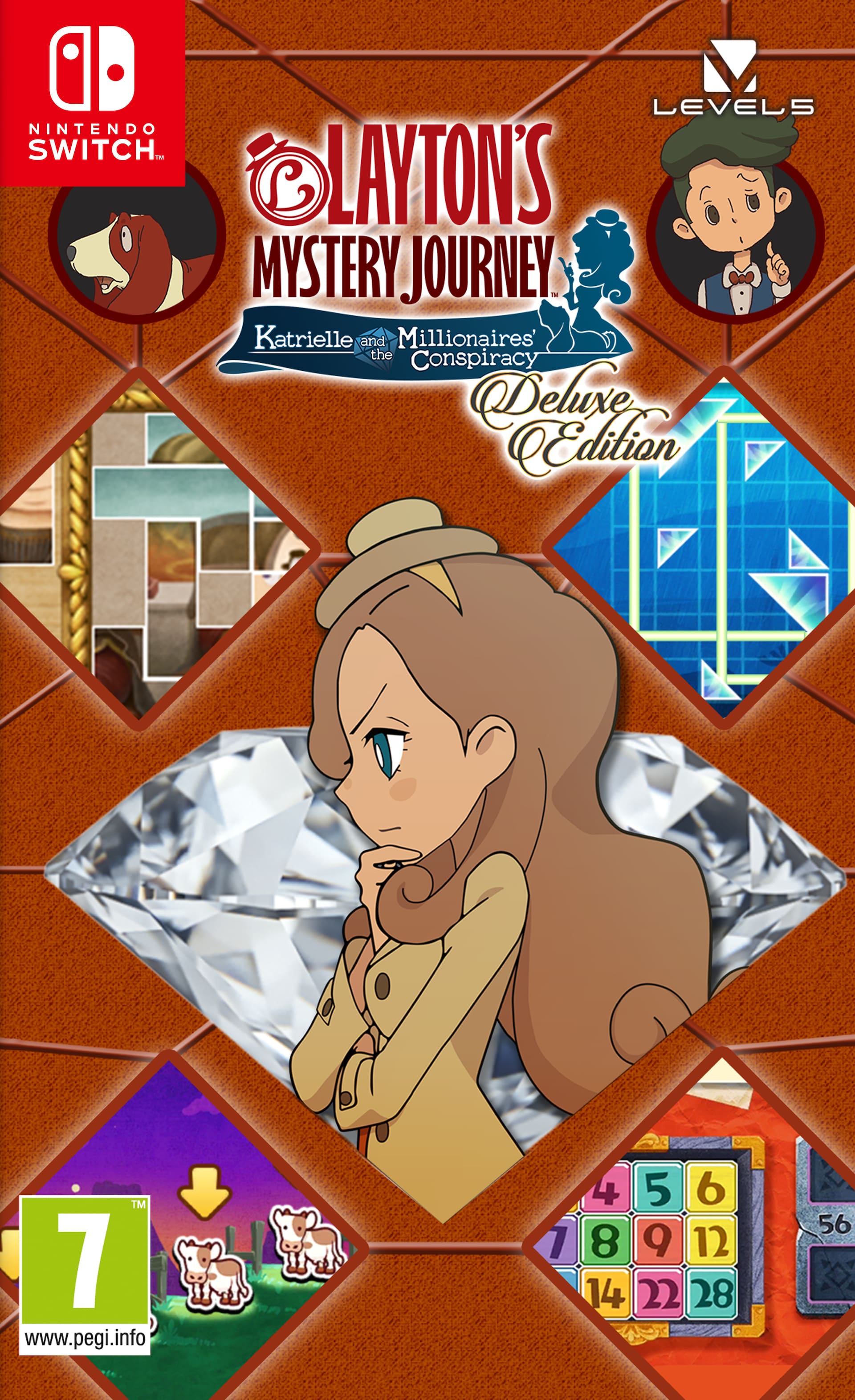 Layton's Mystery Journey: Katrielle and the Millionaires' Conspiracy Deluxe Edition Switch Box Art
