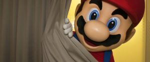 mario hiding curtain image