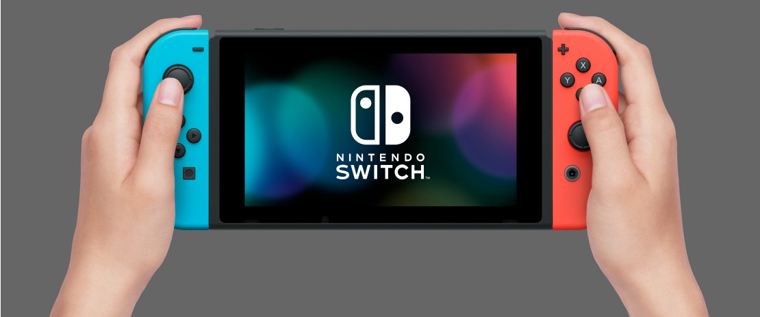 nintendo switch red blue neon console photo