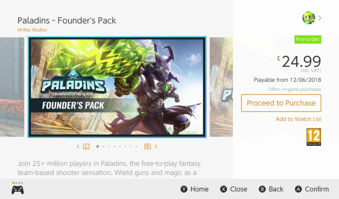 Paladins Founder's Pack Nintendo Switch Screenshot