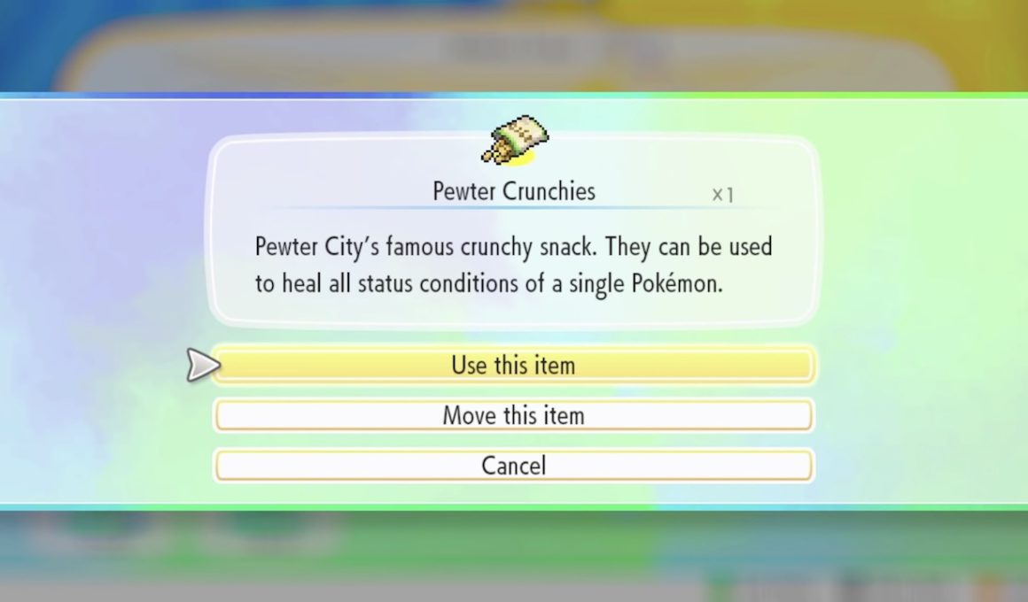 Pewter Crunchies Pokémon Let's Go, Pikachu! Eevee! Screenshot