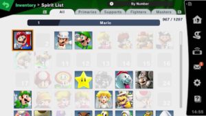 Super Smash Bros. Ultimate Spirit List Screenshot