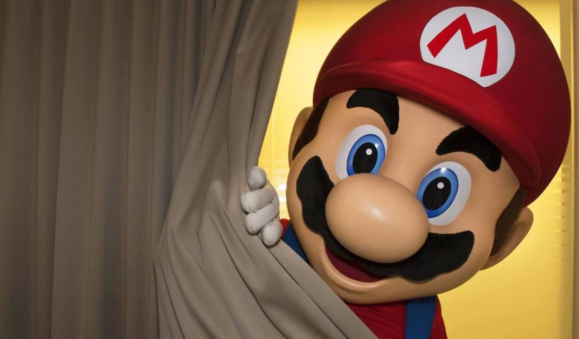 Mario Hiding Curtain Photo