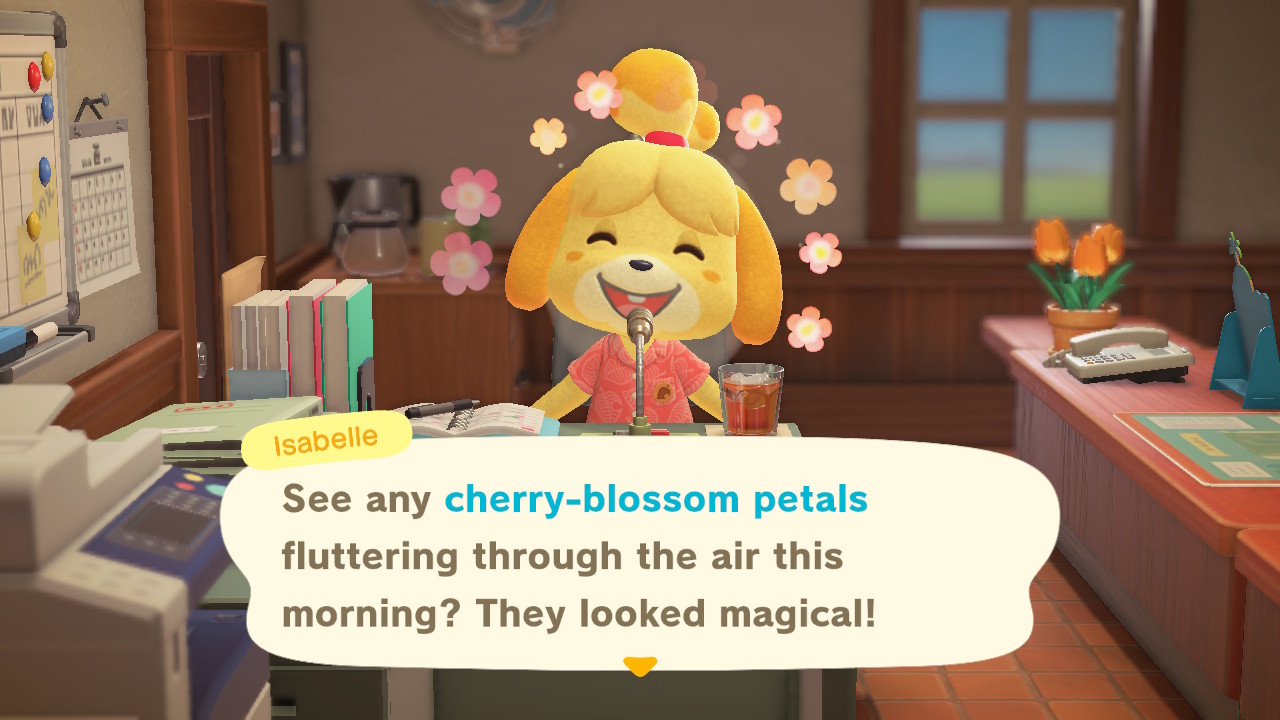 Animal Crossing New Horizons Isabelle Cherry Blossom Screenshot