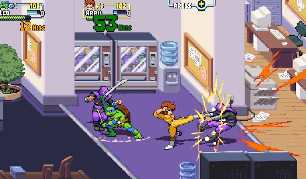 A screenshot of April O'Neil in Teenage Mutant Ninja Turtles: Shredder’s Revenge
