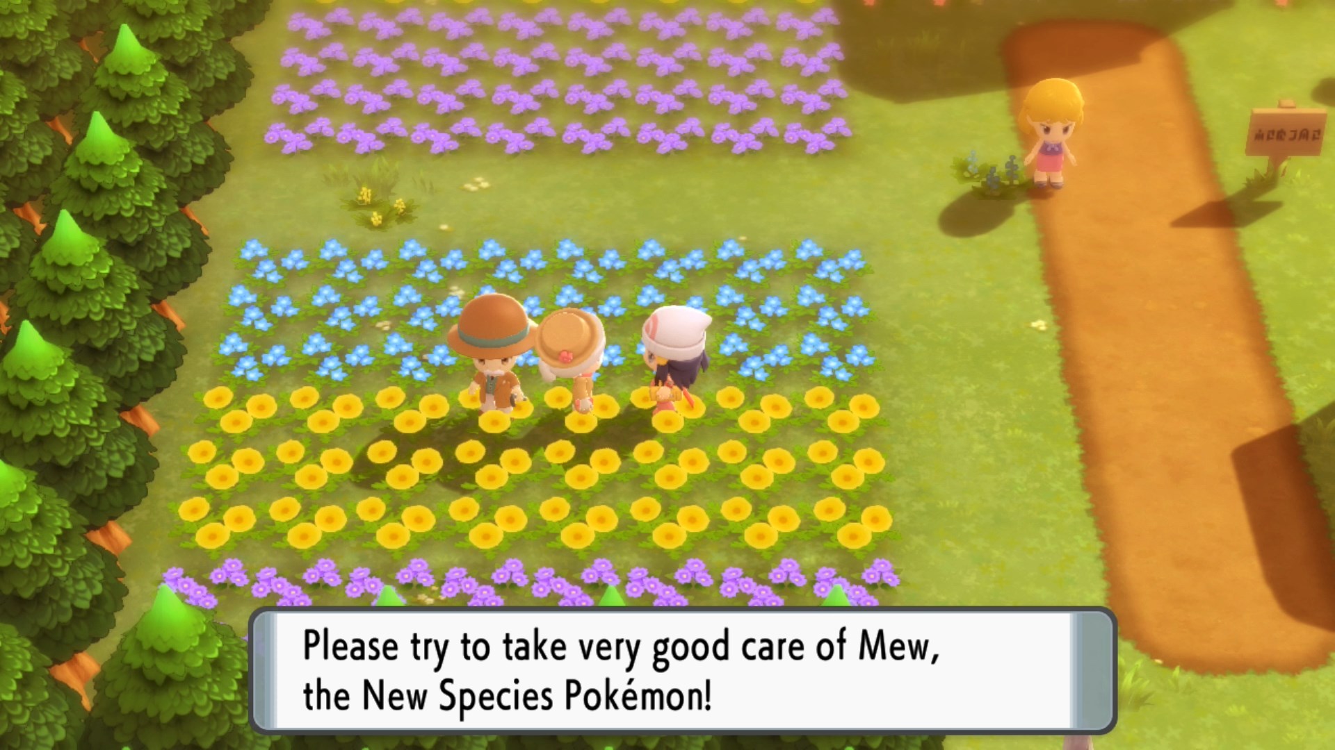 A screenshot showing where to get Mew in Pokémon Brilliant Diamond and Shining Pearl