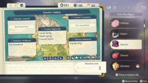 A screenshot that shows Cherrim spawn locations in Pokémon Legends Arceus