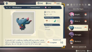 A screenshot that shows Misdreavus in Pokémon Legends: Arceus