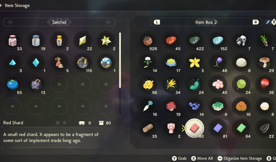 A screenshot that shows Coloured Shards in Pokémon Legends: Arceus