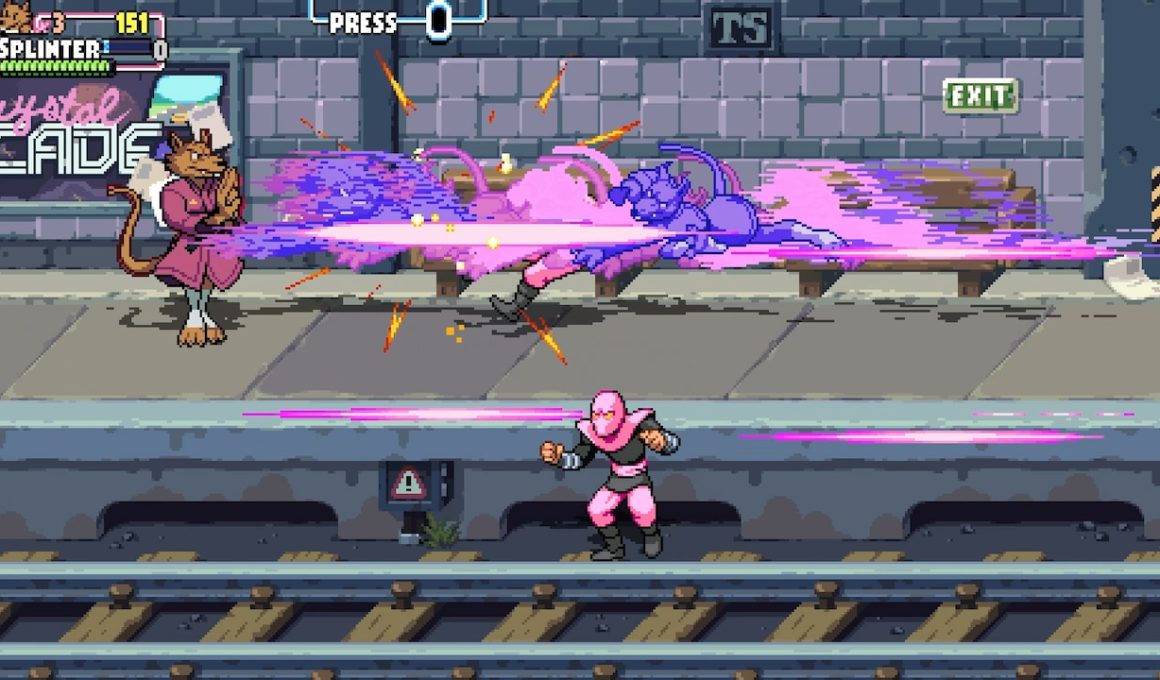 A screenshot of Master Splinter in Teenage Mutant Ninja Turtles: Shredder’s Revenge