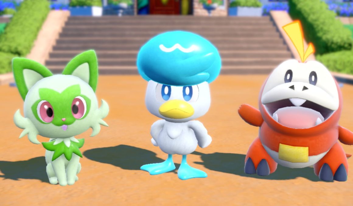 A screenshot of the first partners in Pokémon Scarlet and Violet
